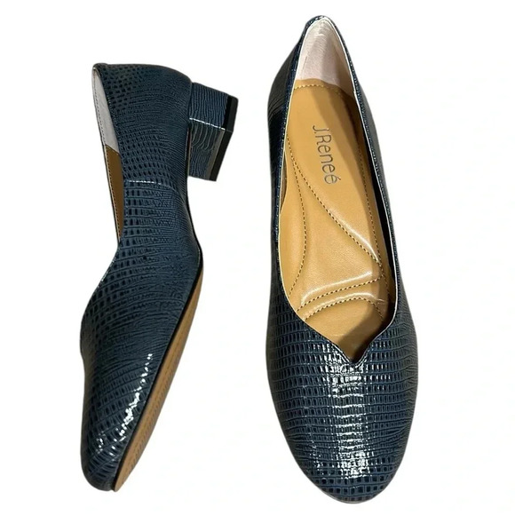 J.Renee BAMBALINA  ,women shoes ,animal print, blue,black,1” heel,NIB,career - Picture 2 of 14